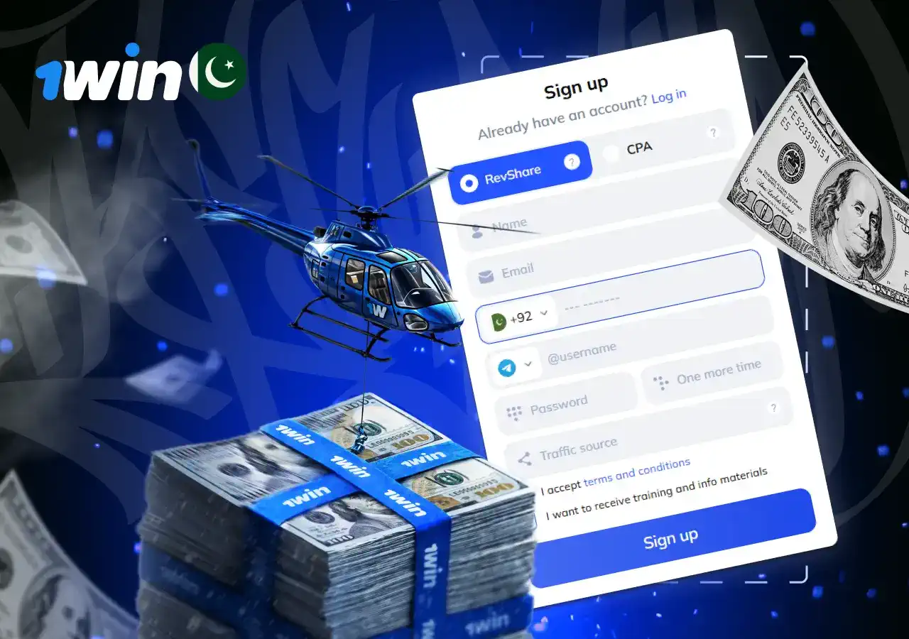 1win partners login and register form