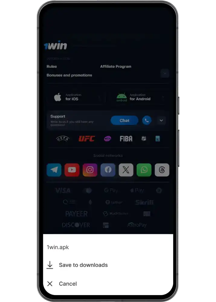 Download 1win APK on Android