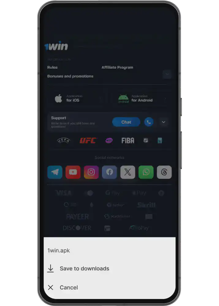 Download 1win apk on Android