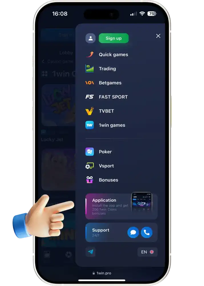 Launch the 1win bet app
