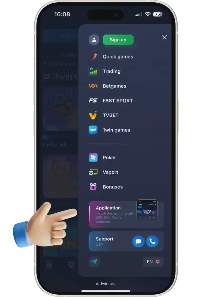 Launch the 1win bet app