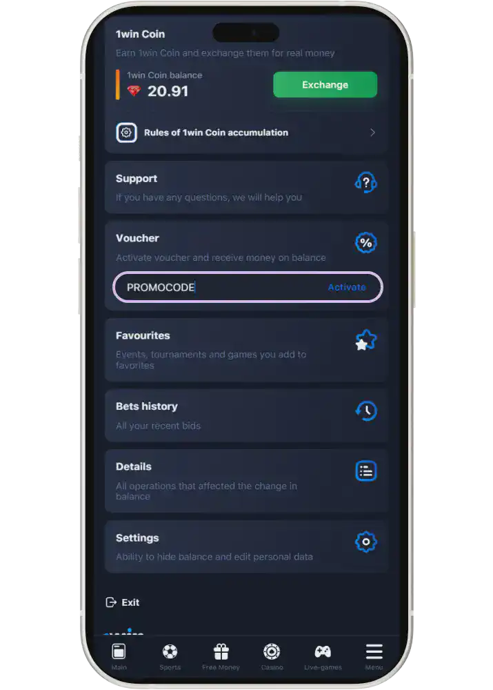 1win casino bonus code