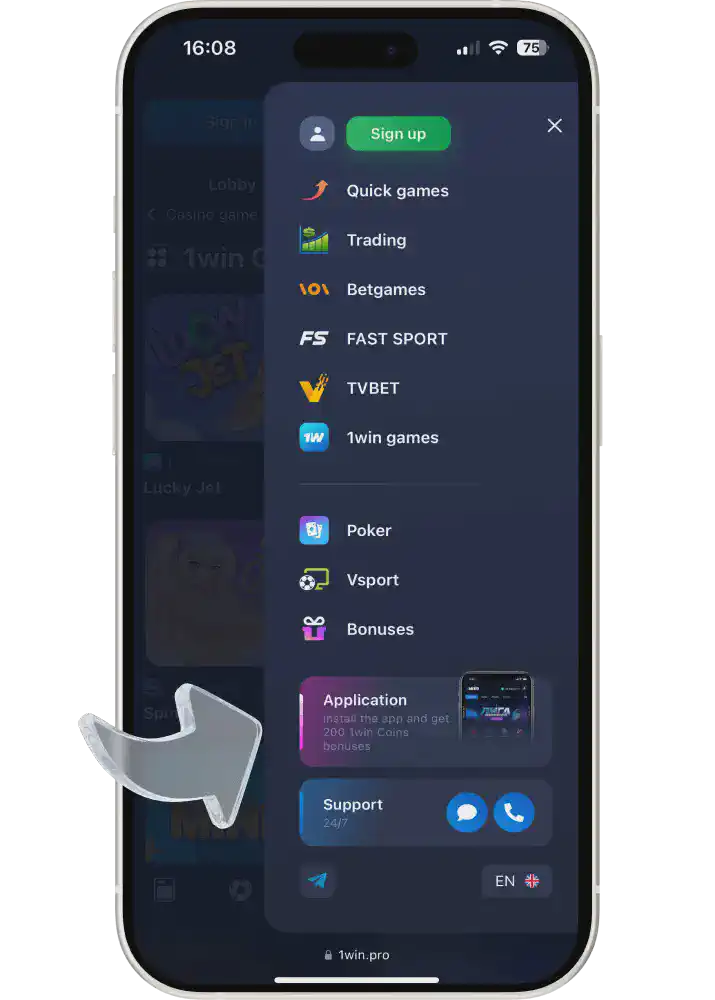 Try app for 1win cricket betting